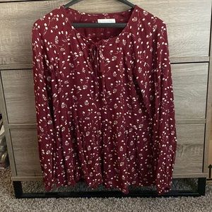 Lucky Brand Maroon Flowy Top